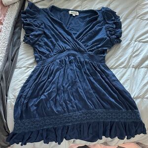 Navy Blue Ruffled Mini Dress